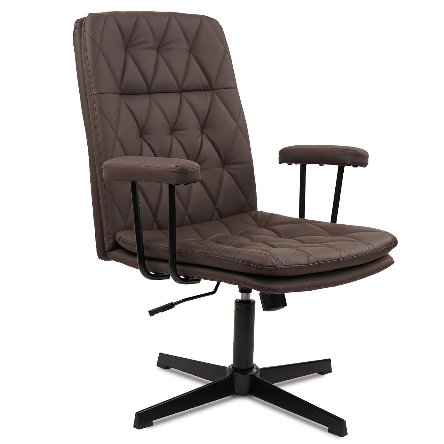 كرسي مكتب جلدي بني بدون عجلات، - مراجعة Task Chair Mid Back وسعره